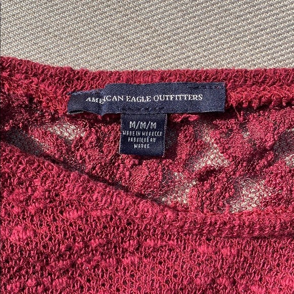 Burgundy American Eagle Top with Lace Upper Back - Picture 5 of 6